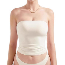 厂家直销跨境欧美双层抹胸上衣背心设计感短款修身性感辣妹女装