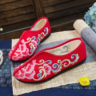 Two-cotton Shoes Flat Shoes Injection-molded Soft-soled Winter Cotton-lined Embroidered Cloth Shoes Pregnant Women's Shoes