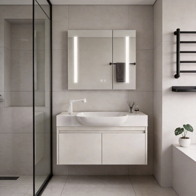Space Aluminum Narrow-Edge Bathroom Cabinet Small Apartment Washbasin Cabinet Combination Integrated Ceramic Washstand Sink