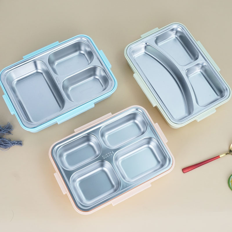 Caja de almuerzo aislada de acero inoxidable 304 caja de almuerzo de compartimiento portátil para estudiantes se puede sellar con caja de almuerzo de vajilla de agua caliente al por mayor