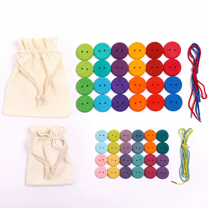 串珠手工diy穿线益智儿童早教动手能力桌面游戏纽扣穿线玩具跨境