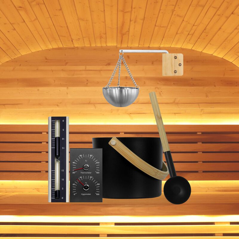 Cross-Border Best-Selling Sauna Accessory Set: Black Sauna Bucket + Thermometer and Hygrometer + Hourglass + Aromatherapy Bowl S Cross-Border Best-Selling Sauna Accessory Set: Black Sauna Bucket + Thermometer and Hygrometer + Hourglass + Aromatherapy Bowl S
