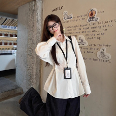 法式衬衫上衣女2025春季新款设计感白色收腰polo领衬衣气质显瘦潮