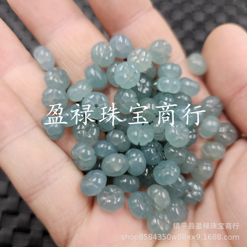 No. 3 Blue Aqua Quartzite Jade Pumpkin Beads