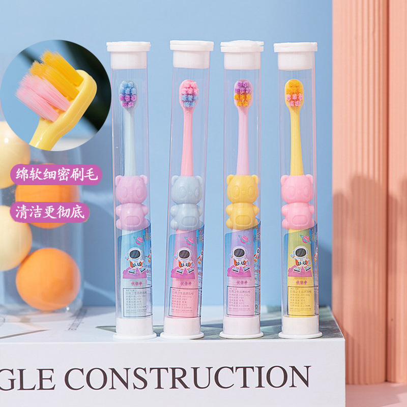 Children's Shaped Hole Toothbrush Soft Color Silk Soft Brush Head Cartoon 2-10 Years Old Baby Online Celebratory Live Hair