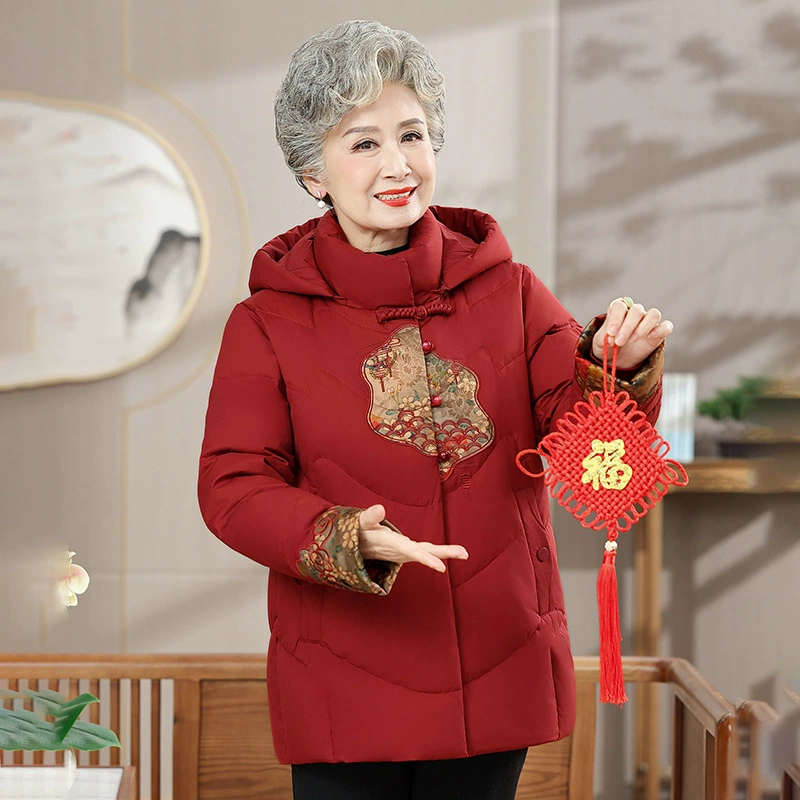Бабушка хлопчатобумажная зимняя утолщающая хлопчатобумажная одежда 70 лет 80 пожилая мама хлопковая куртка пожилая женщина куртка большой размер топ