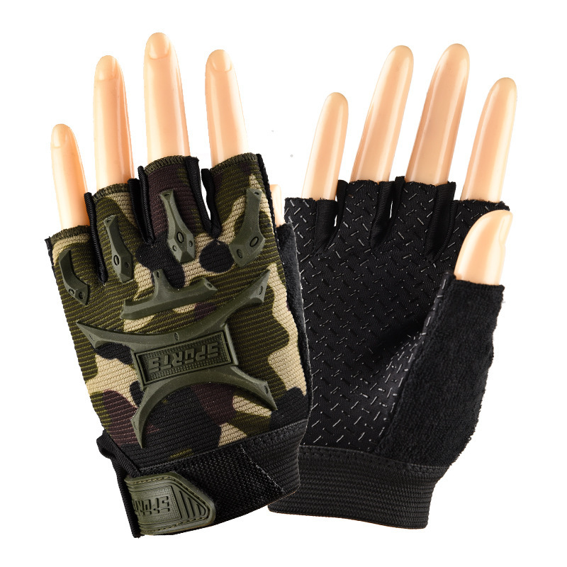Children's Riding Gloves Half Finger Anti-Slip Breathable Outdoor Cartoon Children's Gloves Fitness Sports Men and Women's Gloves 