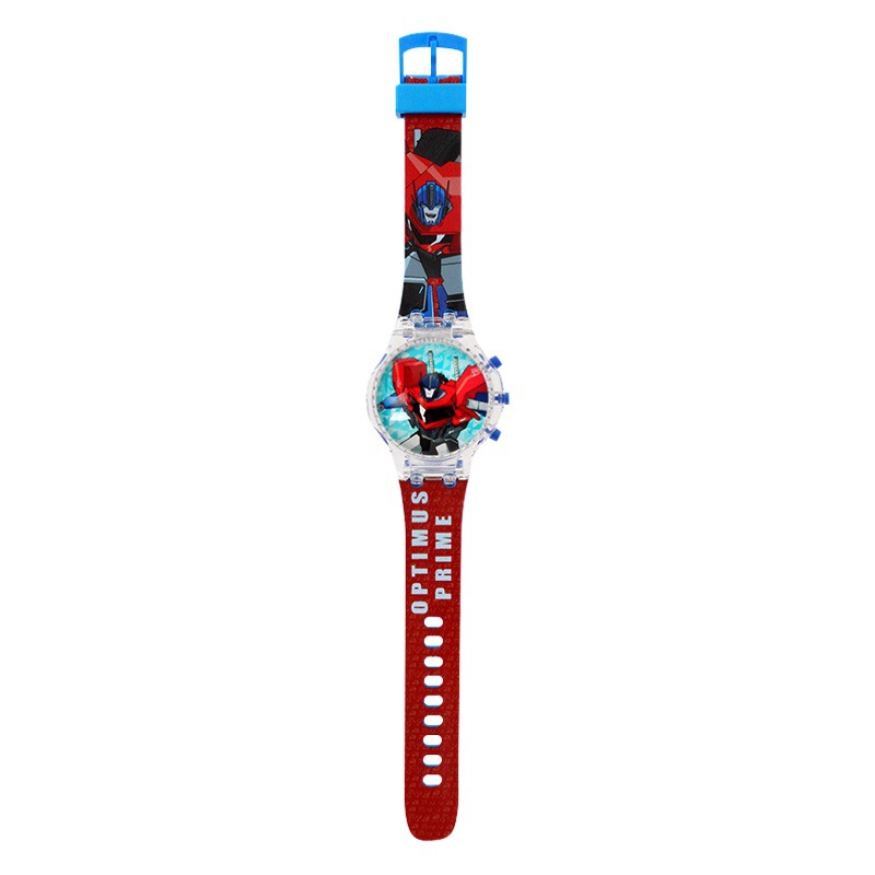 Wholesale Spinning Top Music Light Watch Cartoon Spider-Man Watch Children's Watch Kindergarten Gift in Stock