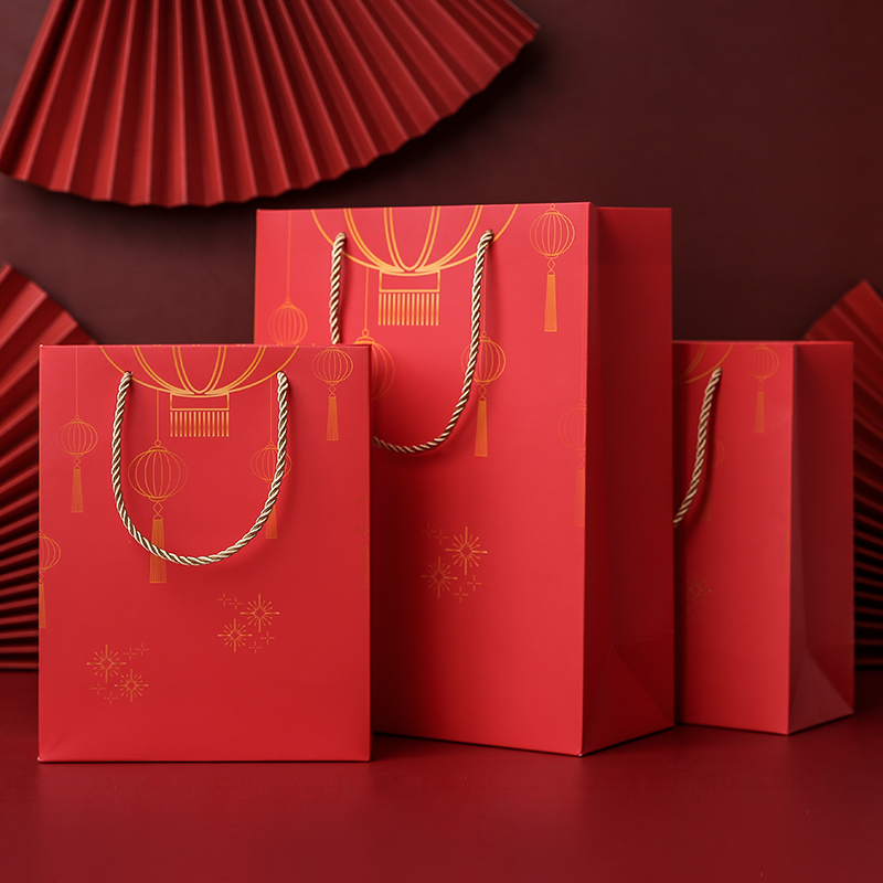 谋生中国风新年ins节日礼品袋手提袋高档纸袋子儿童伴手礼物包装