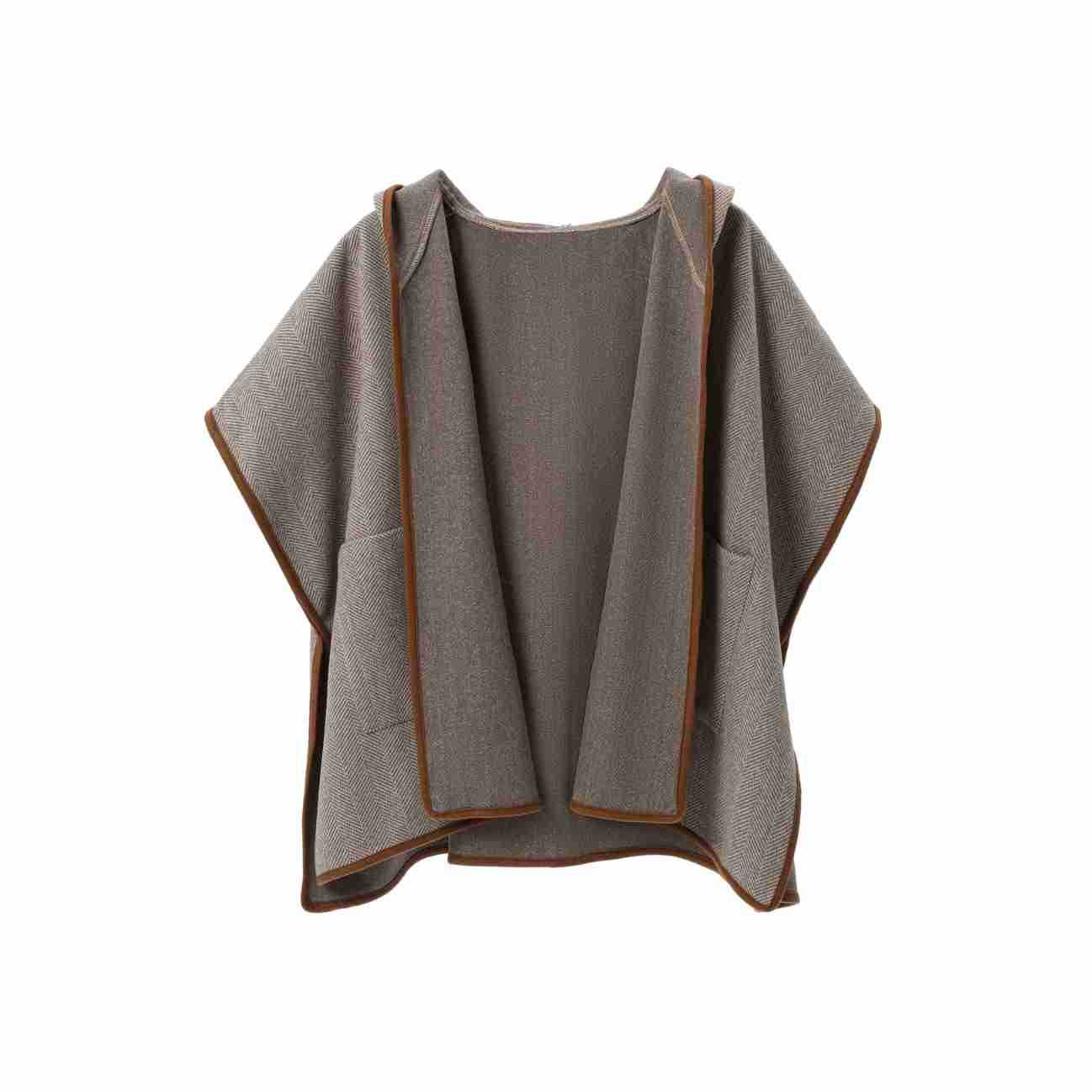 New Double-faced Woolen Goods Herringbone Pattern Hooded Shawl