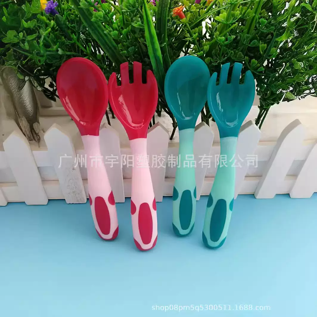 感温扭扭勺叉 可弯曲扭扭勺叉 喂养勺  感温餐具批发