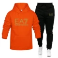 Orange + black pants + gold label