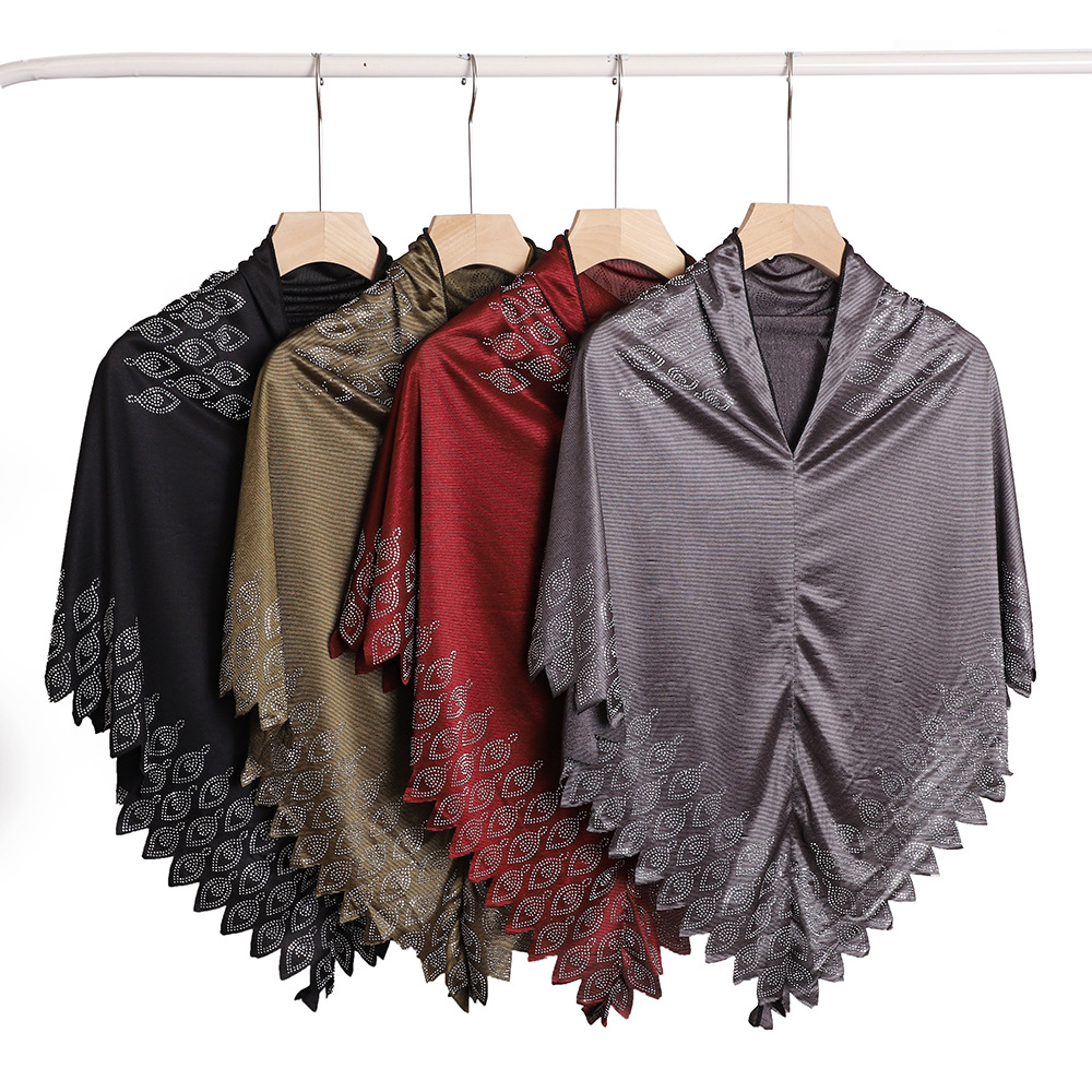 Cross-border wholesale knitted elastic rhinestone triangle scarf, Indonesian and African shawl, headscarf