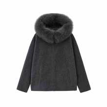 2025秋冬连帽大衣狐狸毛领休闲羊驼毛外套小个子双面呢羊毛大衣女