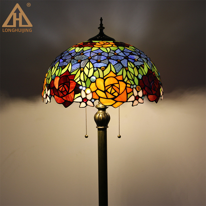 Foreign trade tail goods Tiffany 16 inch handmade art mosaic stained glass floor vertical desk lamp creative decorative lamp