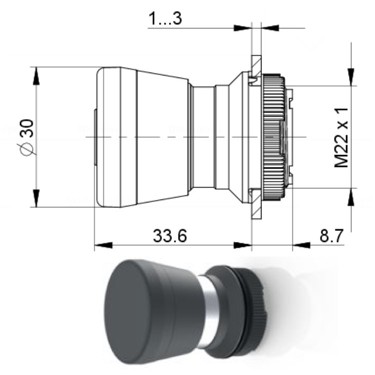 德国RAFI黑色急停开关1.30.276.601防水IP69K蘑菇头按钮