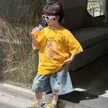 新尔2026夏季新款儿童卡通数码印花短袖T恤纯棉男女童洋气T恤上衣