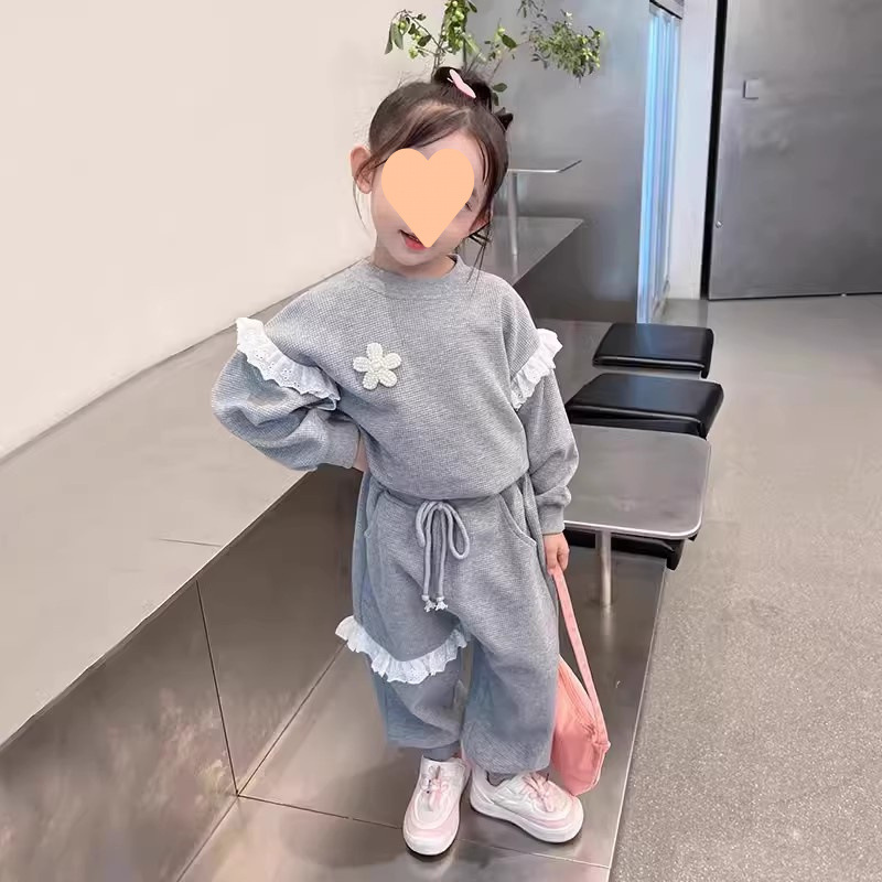 Ensemble sweat à capuche et pantalon motif ours pour fille_voghion.com