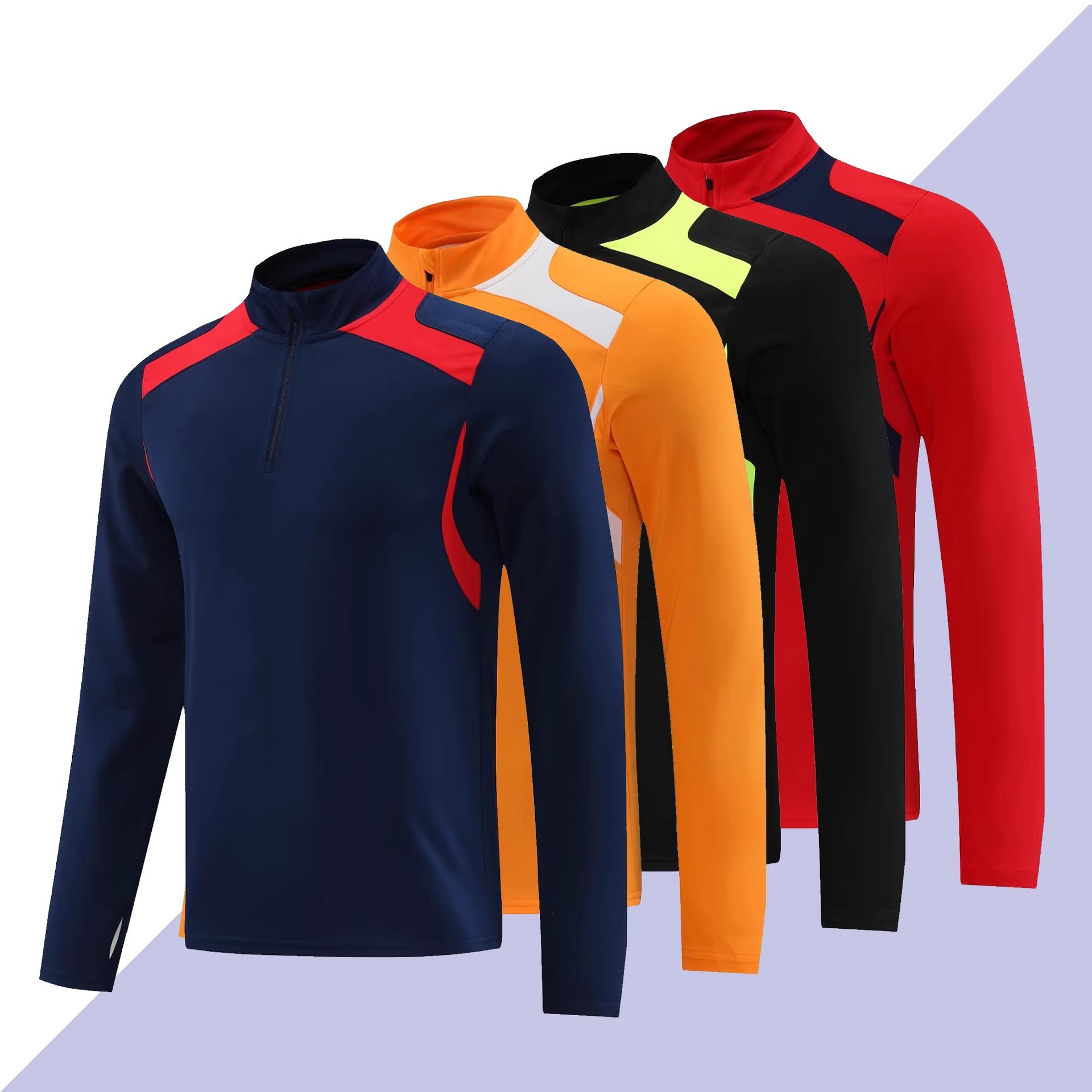 Men's Long Sleeve Soccer Training Jacket - Half Zip Pullover Top For Football, Outdoor Sports, Running, Autumn Winter_voghion.com