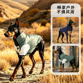 新款跨境狗狗衣服宠物冲锋衣防水户外雨衣两用服中大型犬宠物风衣