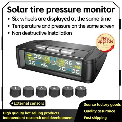 T11-6 Wheel-Mounted Tire Pressure Detector Solar-Powered Tire Pressure Monitoring High-Precision Wireless Rv Tire Pressure Tpms Cross-System