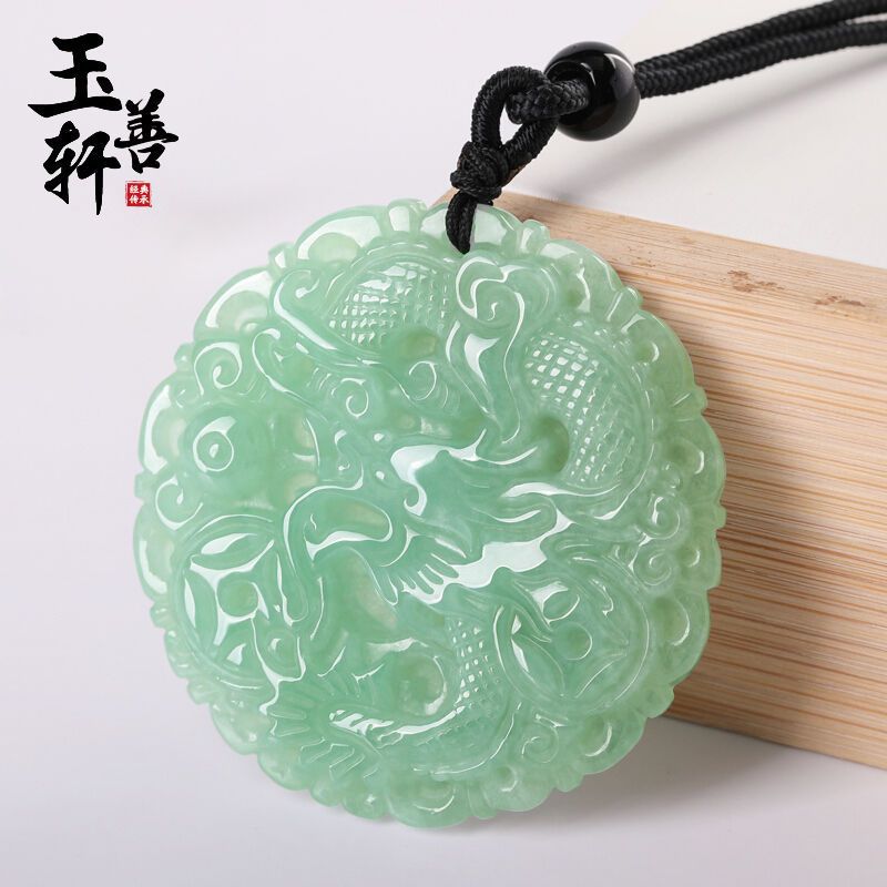 Mặt dây chuyền ngọc bích tự nhiên hình rồng có giấy chứng nhận