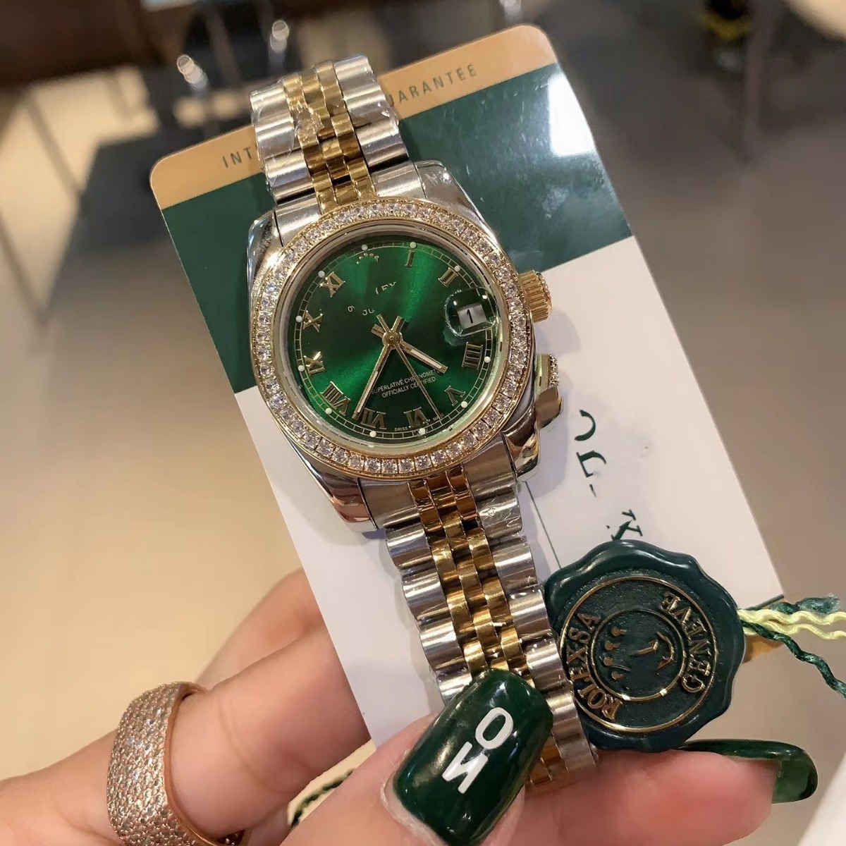 Lao Jia 31MM log series automatic mechanical fashion women's diamond-encrusted watch fine steel case micro-business generation