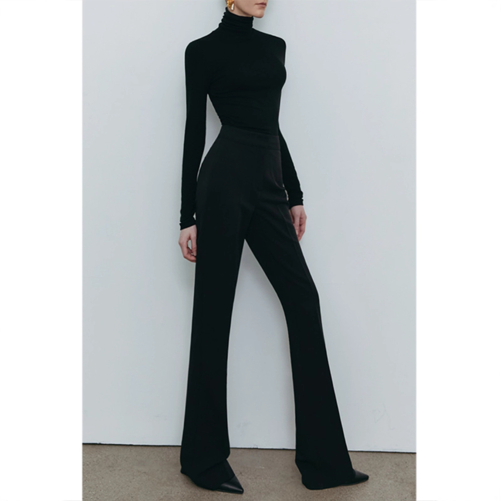 Suit Fabric Flared Pants for Women, New Spring and Autumn High-Waisted Drapey Wide-Leg Pants, Petite Slimming Casual Flared Pants