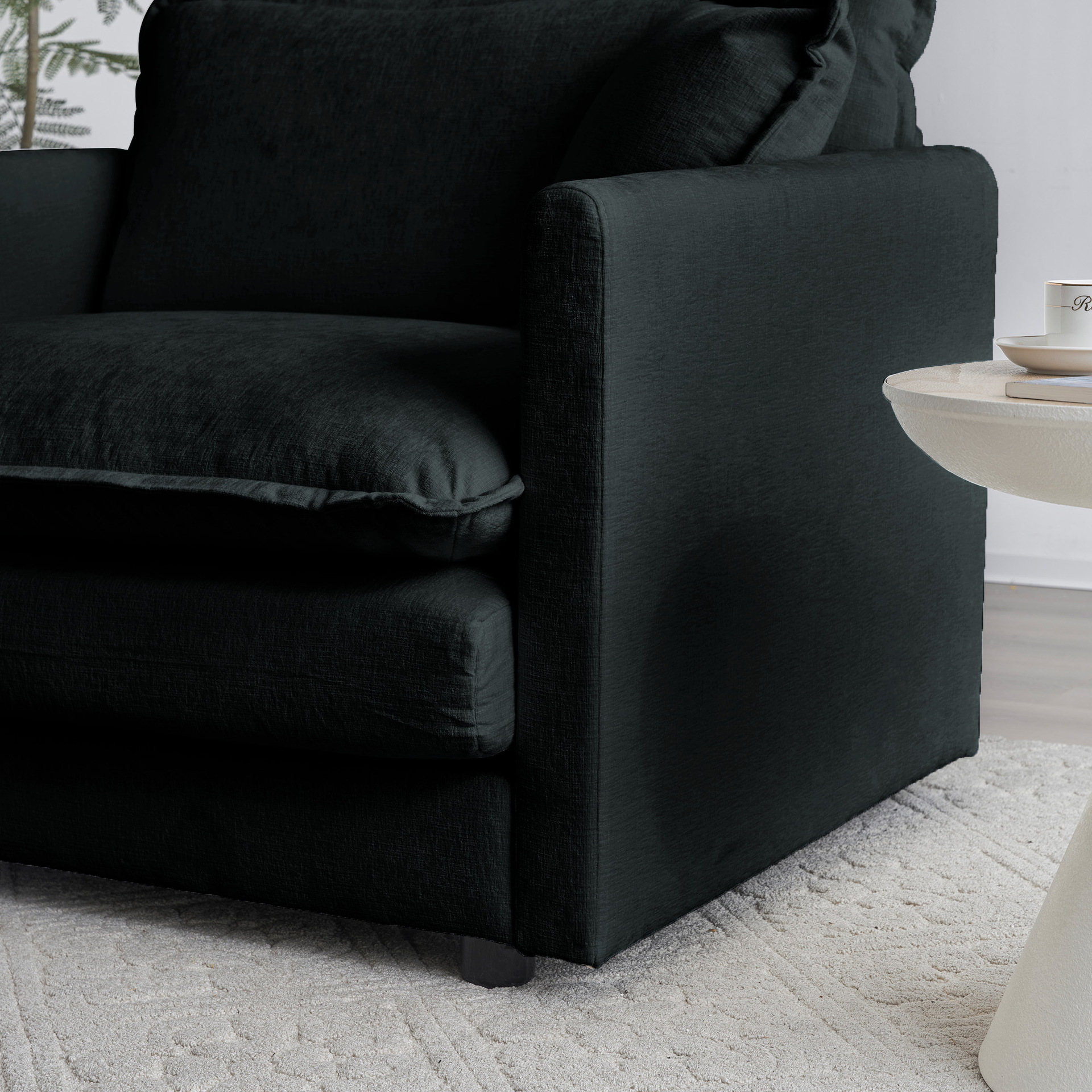 Sofá nórdico minimalista lujoso sofá balcón sala de estar pequeño sofá de tela doble sofá multifuncional trailera sofá image 2