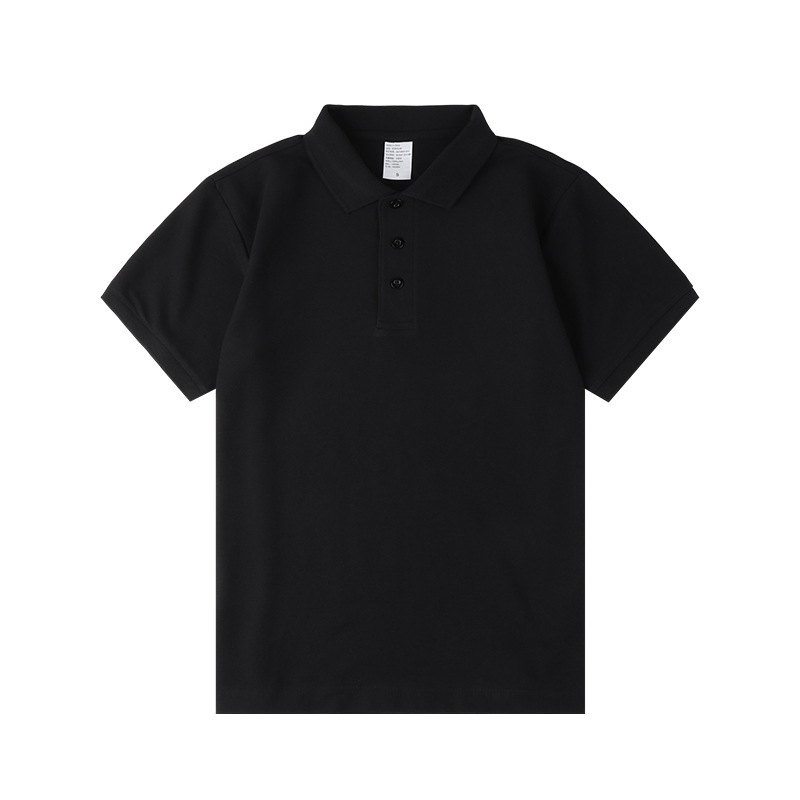 ヘビーポロシャツ ピュアブラック ラペル ビジネス 半袖 メンズ サマー Tシャツ レトロ 無地 カジュアル|undefined