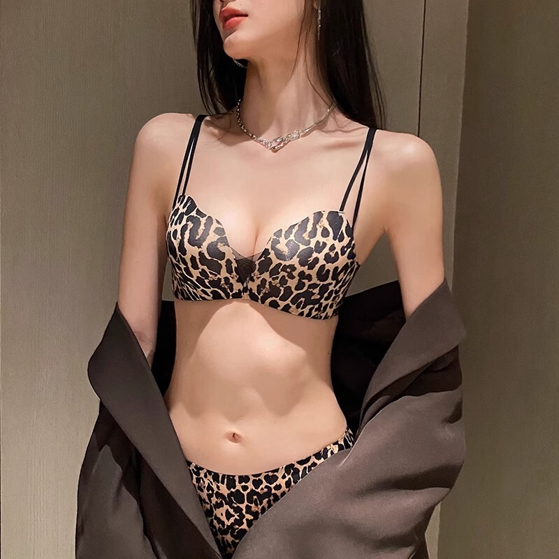 Original Leopard Print Sexy Intimates for Women with Small Breasts, Push-Up and Enlargement, Seamless Bra, Beautiful Back Bra Set Original Leopard Print Sexy Intimates for Women with Small Breasts, Push-Up and Enlargement, Seamless Bra, Beautiful Back Bra Set