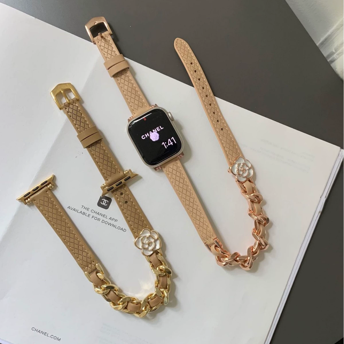 Кожаный ремешок с двойным кругом ромб для Камеллии Xiaoxiangfeng, подходит для Apple Watch iWatch 10/98 поколения 765SE