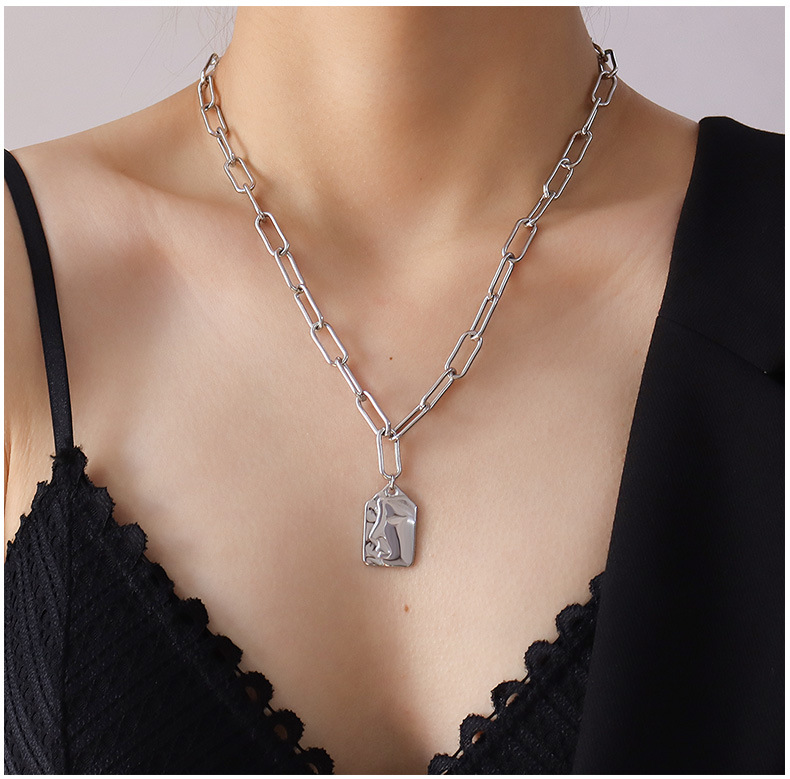 Geometric Pattern Women'S Gender PVD Coated Real Gold Plated 18K Gold Geometric 304 Stainless Steel Fashion Waterproof Non Tarnish 304 Stainless Steel Necklace