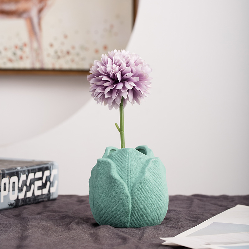 Vaso de cerámica nórdica decorativa sala de estar creativa simple gabinete de televisión mesa de comedor flores secas decoración lujosa