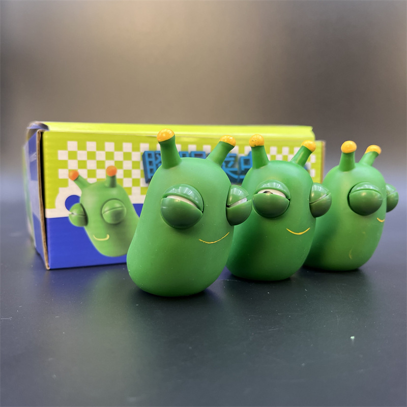 New peculiar explosive eye worm googly caterpillar decompression tool squeeze pinch music vent worm toy wholesale