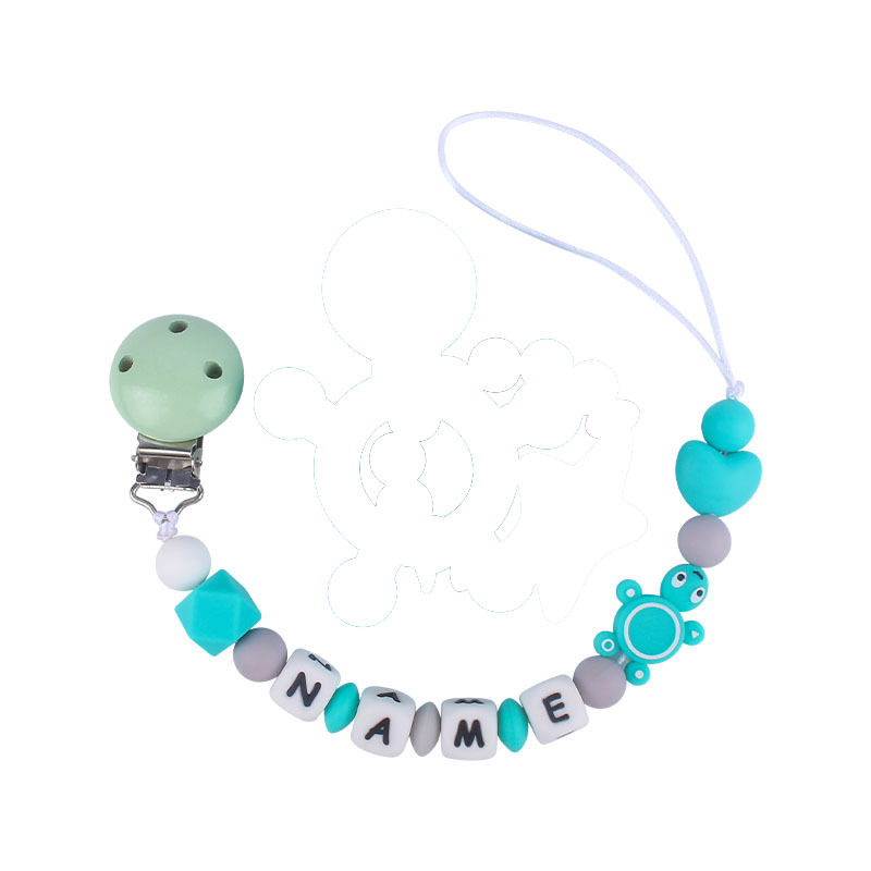 Suministros de bebé calmante Cadena de chupete de silicona bebé DIY Nombre de producción de silicona tortuga cadena anti-gota Comercio exterior Nuevo
