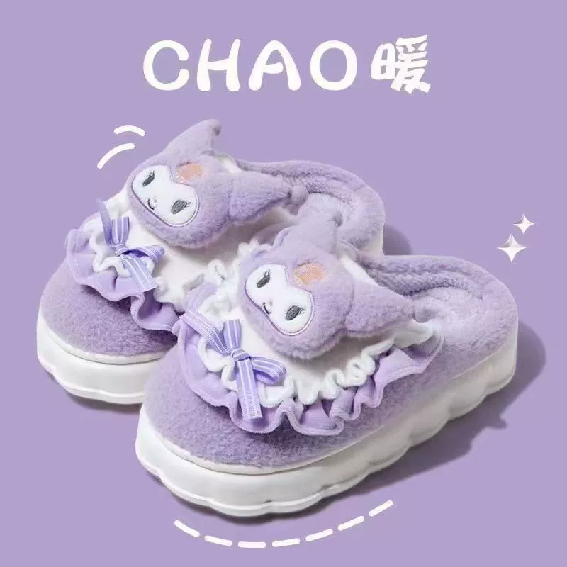 Hello kitty, тапочки, зимняя милая защита от холода нескользящая обувь на платформе, домашняя плюшевая