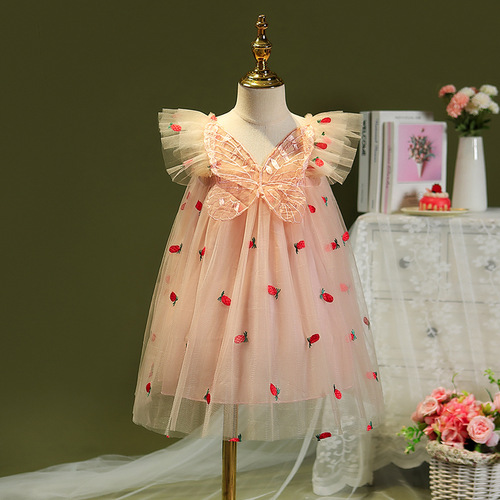 Cross-border children's clothing princess dress summer new formal dress little girl net bell-bottom dress children's fashion show dress