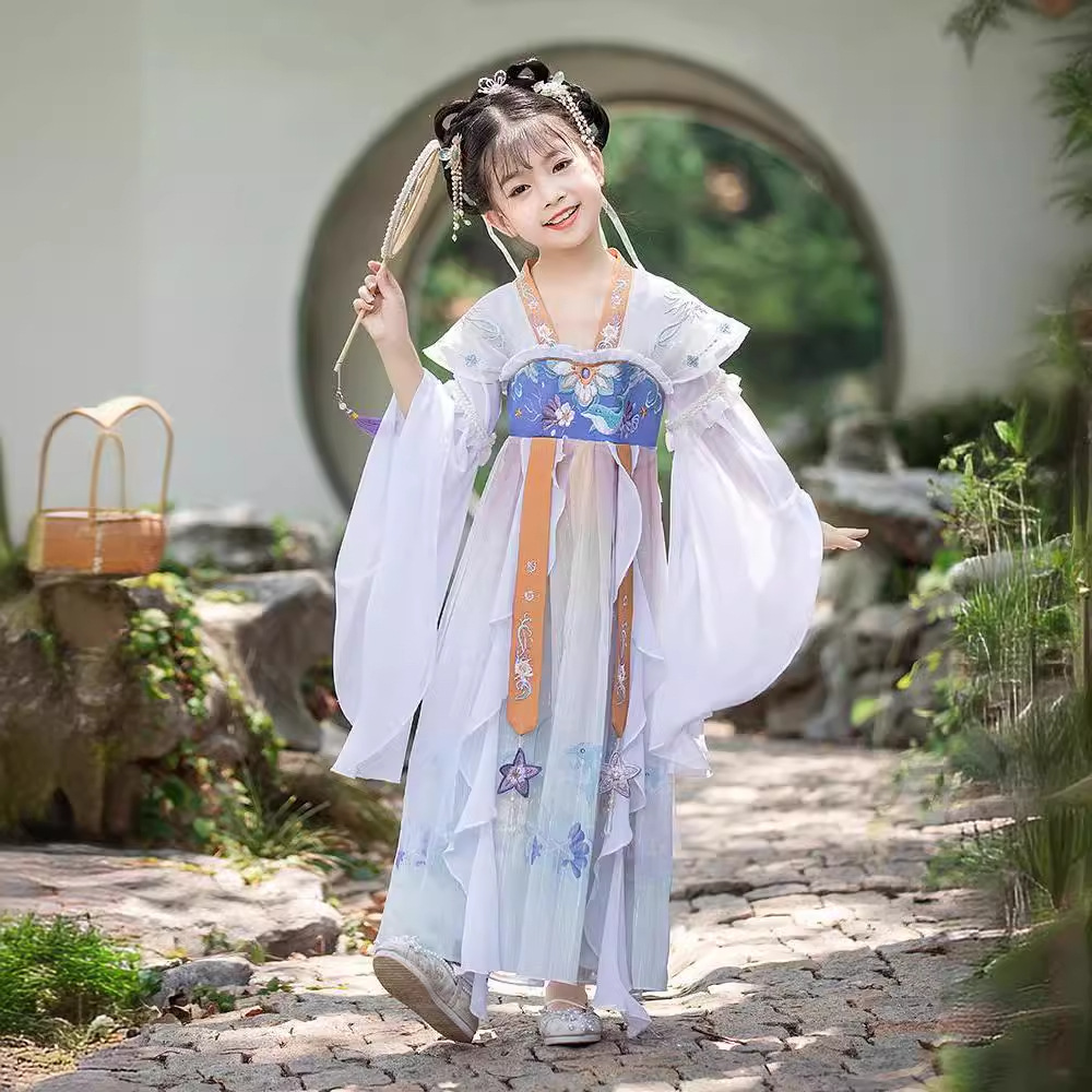 女童汉服夏款超仙气广袖襦裙儿童中国风古装女孩唐装古风2024新款