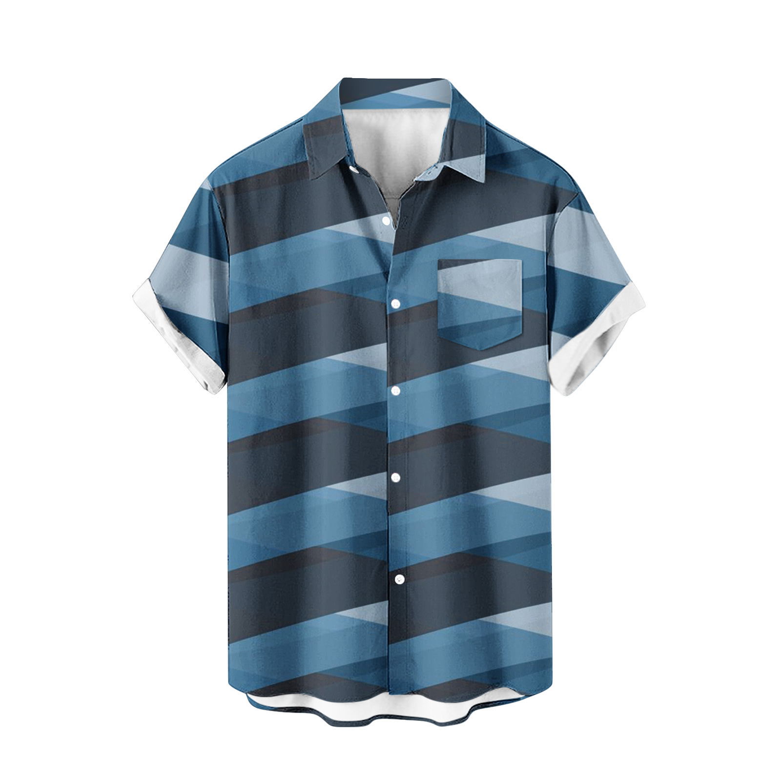 Venta caliente para hombres nueva camisa de manga corta 3D impresión digital moda casual Hawaii playa solapa para hombres