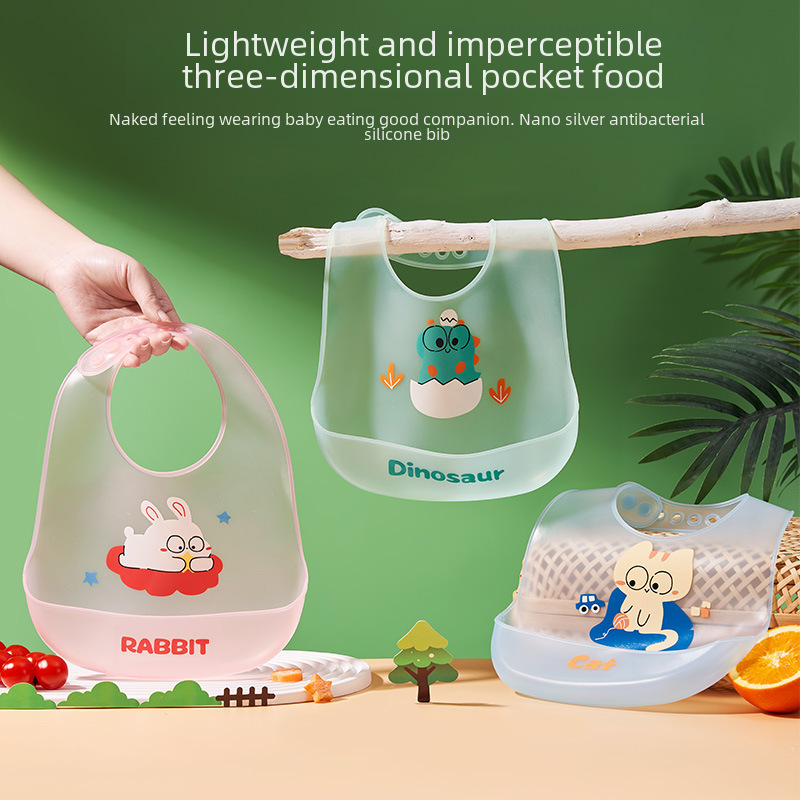 Children's waterproof silicone eating bib for food