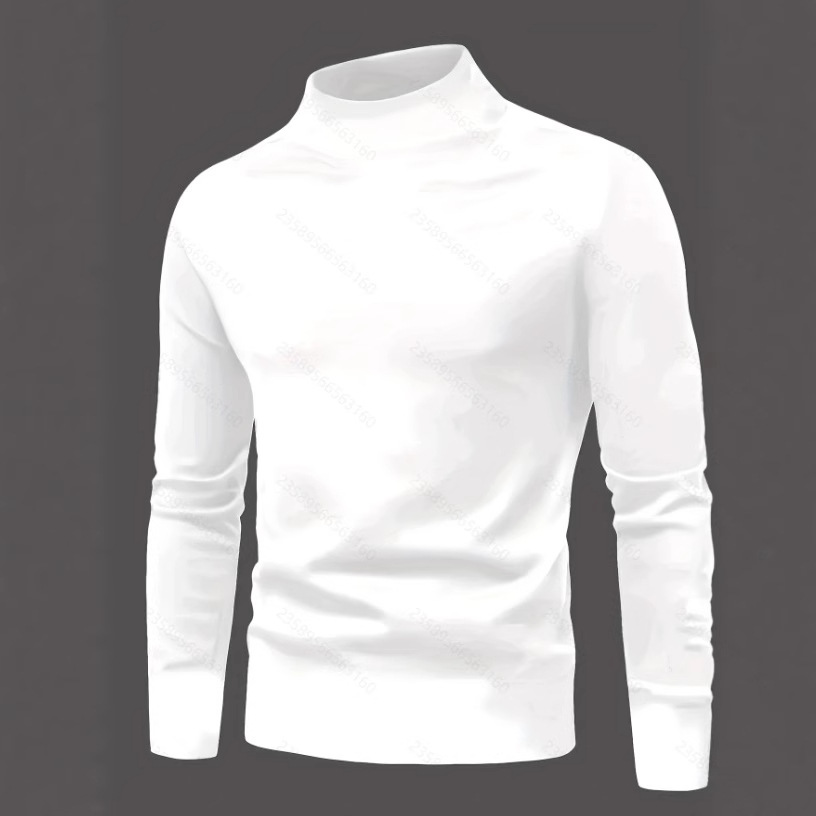 2025 신작 남성 터틀넥 캐주얼 솔리드 컬러 홈 심플 패션 티셔츠 아우터 긴팔