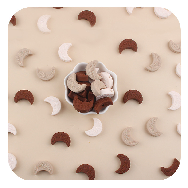 Amazon nuevo bebé de dibujos animados luna impresión molar dientes dientes dientes joyas joyas creativo accesorios de cadena de chupete de bricolaje