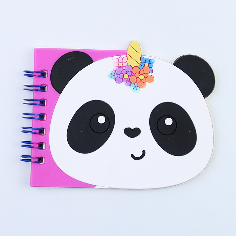 Cubierta de silicona pequeña bobina libro mini dibujos animados especial en forma de cuaderno papelería creativa forma de animal lindo con pluma