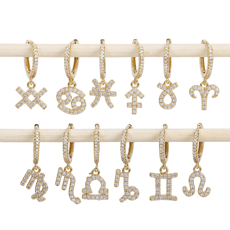 Simple Style Constellation Copper Plating Inlay Zircon Drop Earrings 1 Piece