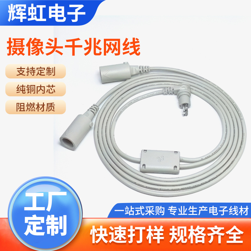 定制10芯RJ45公转母一拖二  poe摄像头分离器 监控网络千兆网线