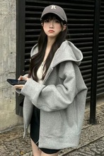 连帽卫衣女装秋冬季2025新款加绒加厚宽松显瘦韩版开衫拉链简约