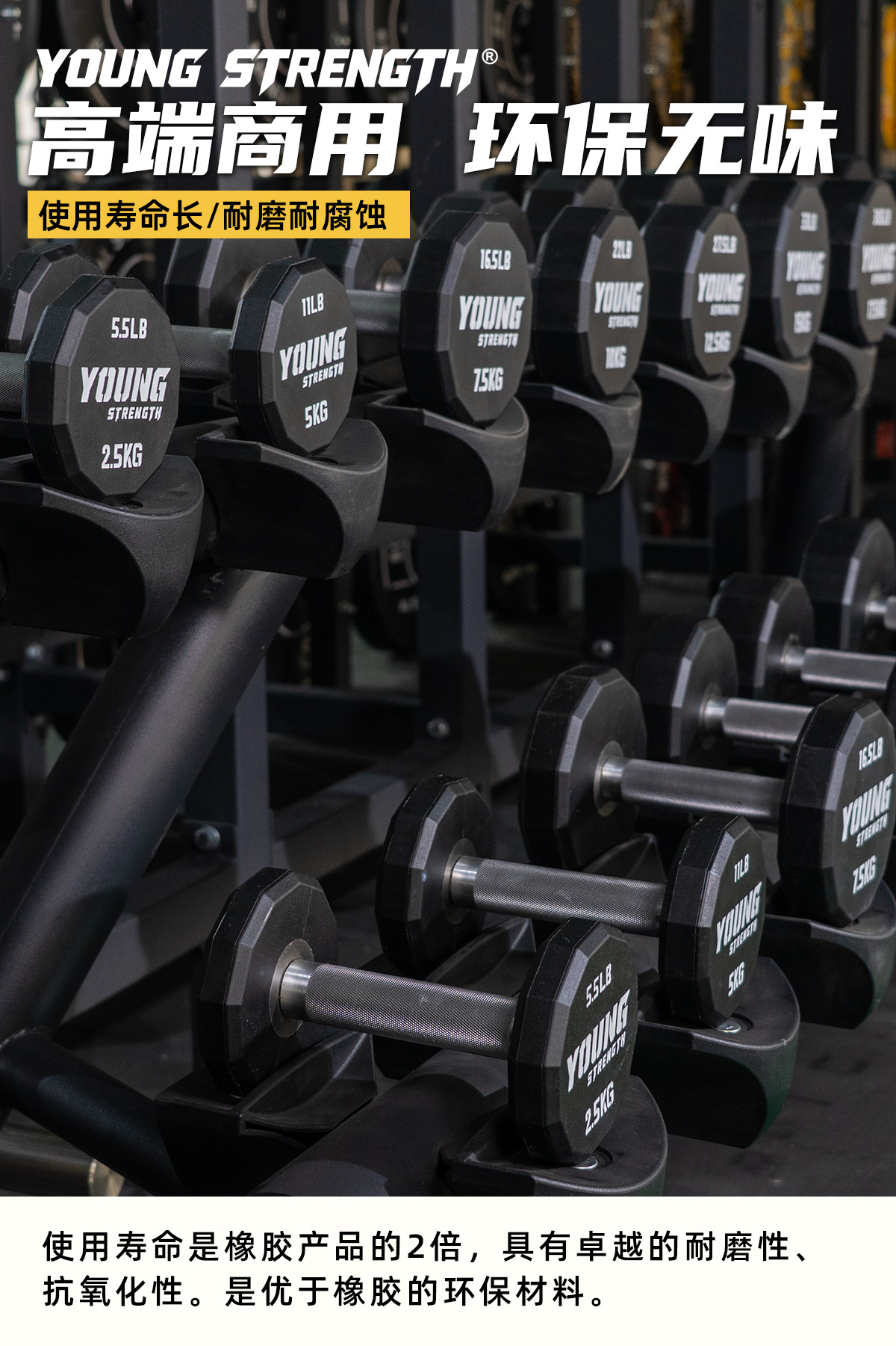 12-Sided Precision Steel Rubber-Coated Dumbbell CPU Polyurethane Fitness Gym Commercial Set Odorless Eco-Friendly Men's Home Use