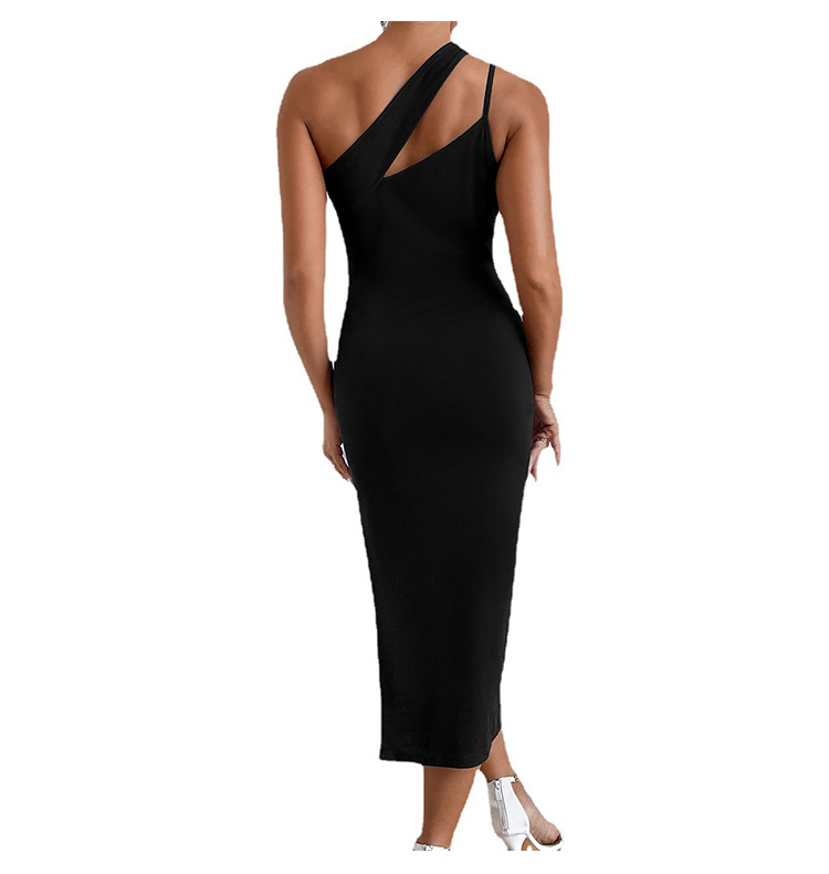 Women's Sexy Slit Dress Halter Top Off Shoulder Irregular Slim Fit Flattering European American Style_ecoleips.com