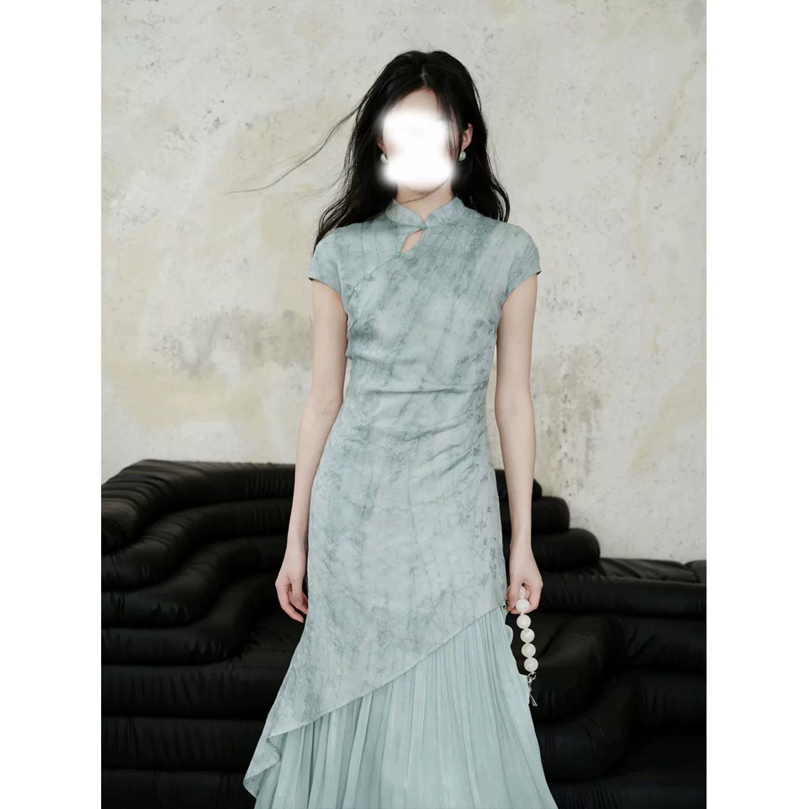 Новое китайское платье в стиле дзен Tencel с размазанным жаккардовым платьем Cheongsam для женщин